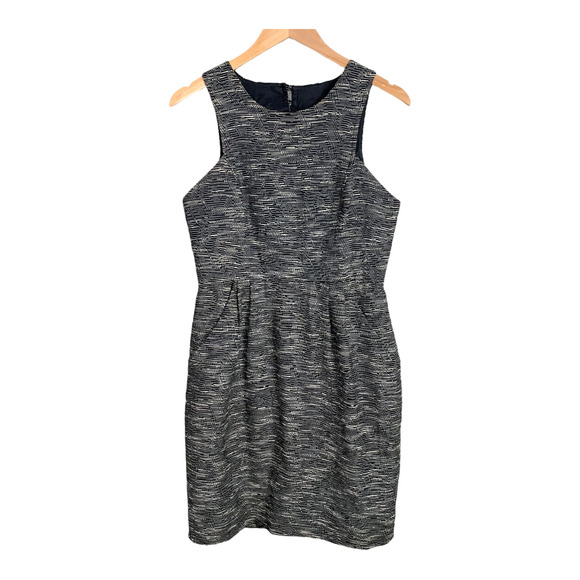 Shoshanna Black White Tweed Sheath Open Keyhole Back Dress 8 M Medium - Picture 1 of 9